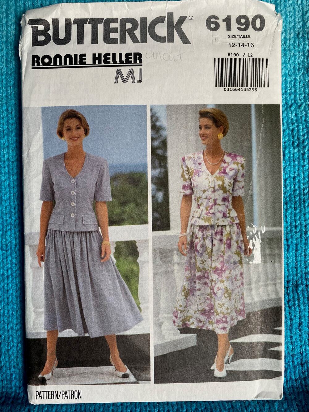 Butterick Sewing pattern 6190 suit blazer skirt sz 12 14 16
